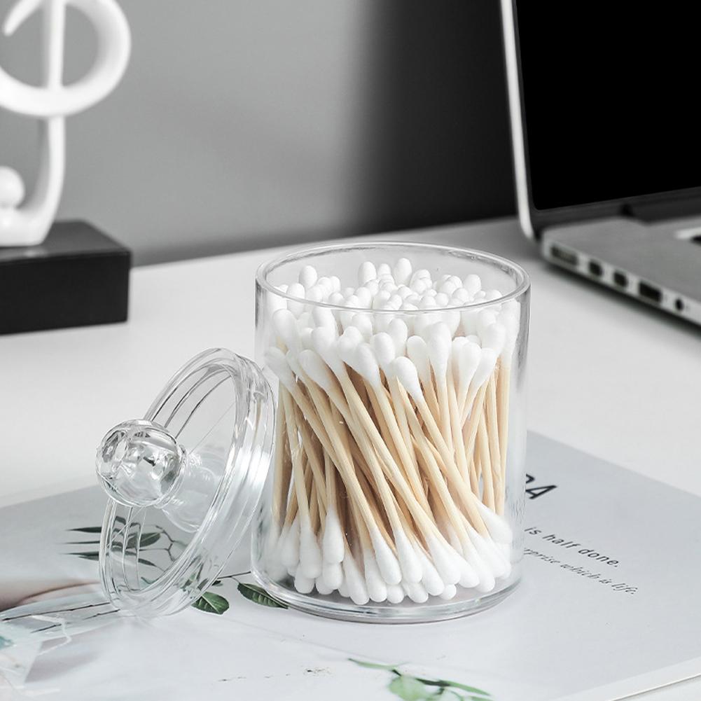 Acrylic Circular Cotton Swab Box Bathroom Basin Makeup Organizer Box Combination Small Objects T8Y4