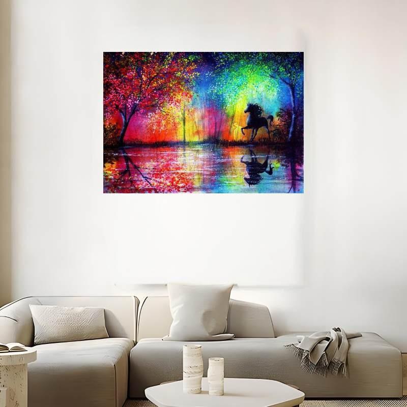 Холст Лошадь Настенное Искусство Живопись Животных с Технологией Распыления Для Декора Гостиницы и Кафе