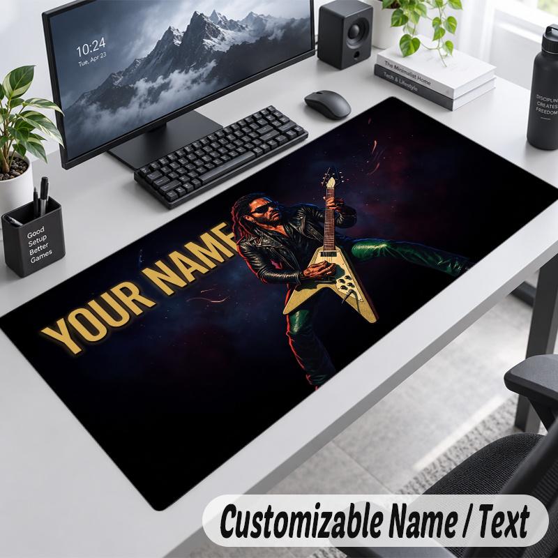 Lenny Kravitz Personalized Large Mouse Pad Custom Name Text Extended Desk Mat Gaming Mousepad