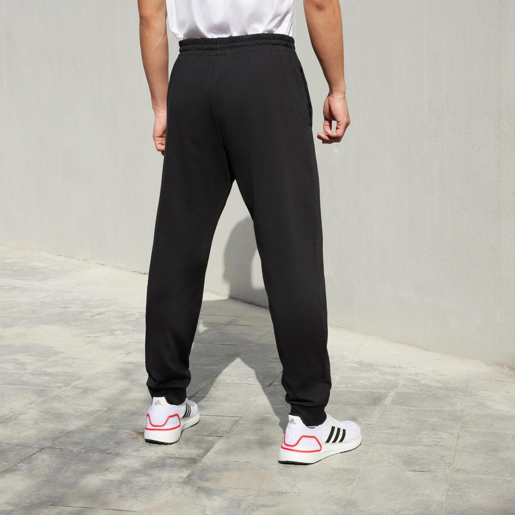 Adidas Essentials Single Jersey Tapered Cuff Pants Black Men Streetwear GK9226