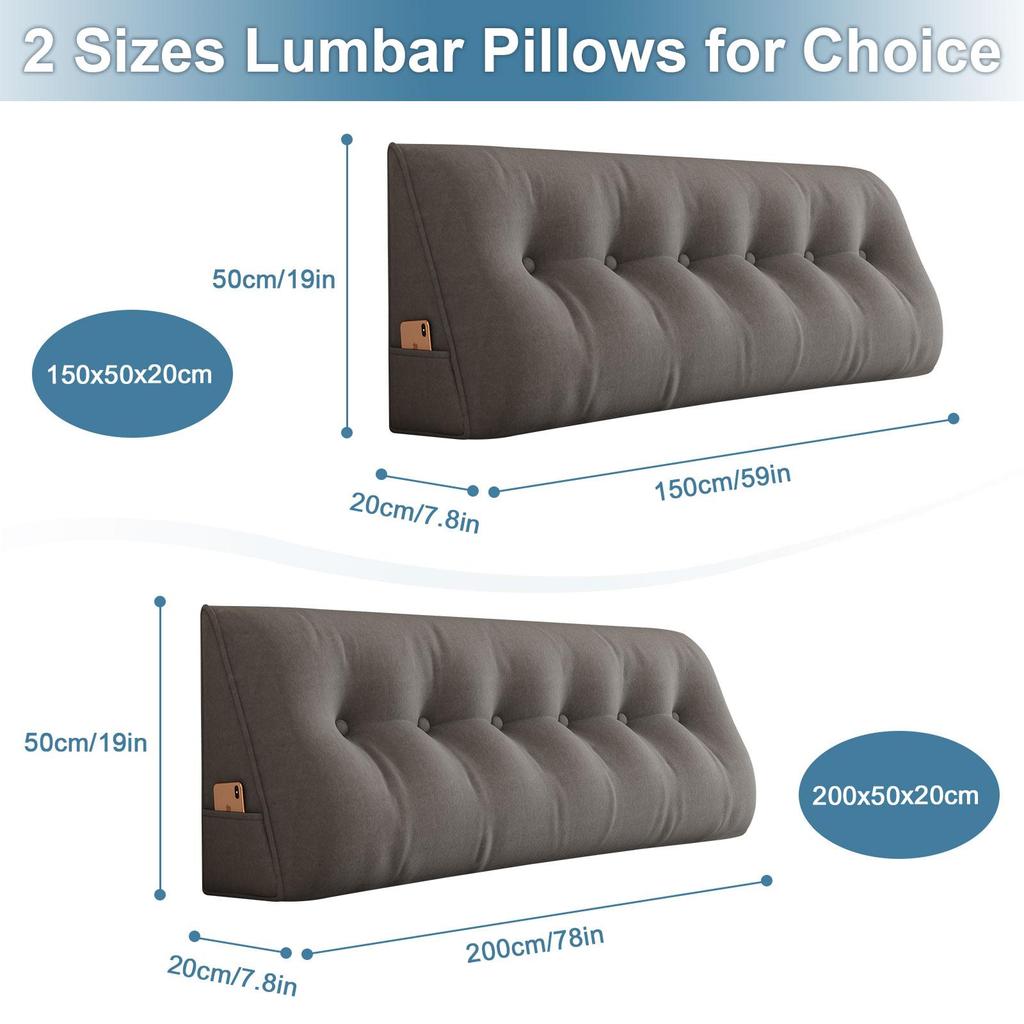 Подушка-клин для изголовья, подушка-валик для изголовья со съемным чехлом, подушки для тахты, двухъярусной кровати для сидения, чтения или работы в постели