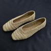 Версия из овчины~ нишевый ретро-стиль рафия полое плетение на плоской подошве туфли-лодочки женские с мелким вырезом квадратным носком туфли бабушки ladyshoes