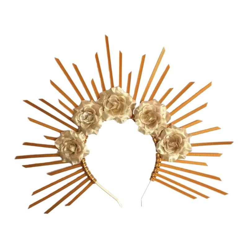 Панк Цветочный Ободок Художественный Шипастый Обруч для Волос Готический Рок Головной Убор для Косплея Унисекс Рок Шипастый Аксессуар для Головного Убора