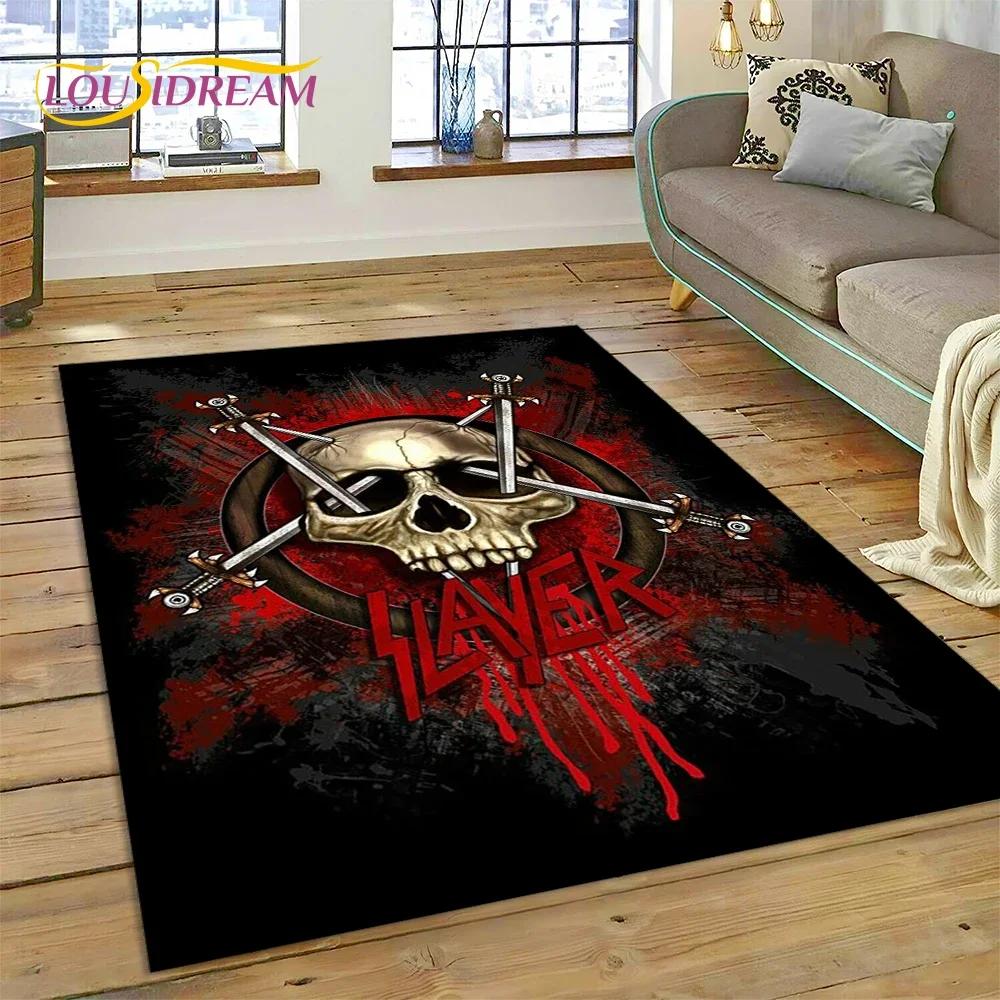 3D Ковер с изображением группы Rock Slayer в стиле хэви-метал для спальни, гостиной, дома, декора дивана, детских игр, большой напольный коврик, подарок