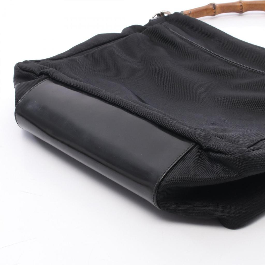 Used GUCCI Bamboo 2WAY Handbag 2032 canvas leather Black Used Women