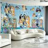 Bluey Cartoon Wall Tapestry Aesthetic Wall Hanging Printed Fabric Blanket Decorative Tapestries for Bedroom Living Room Home Decor