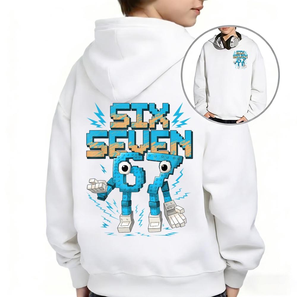 Teens Favorite SIX SEVEN Print Hoodie, Euro American Campus Style, Comfortable Top, Versatile Top for Autumn Winter