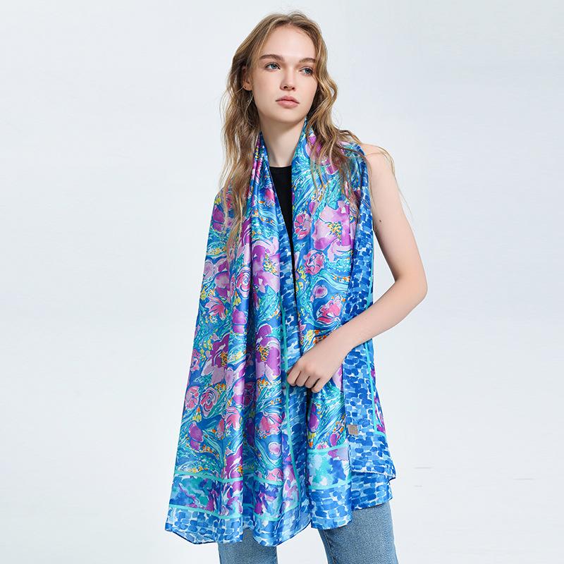 New scarf women, long scarf printing multi-color spring and summer versatile shawl, going out to decorate the holiday style