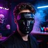 Adjustable Mask Halloween Geometric Mask, Polygonal Cool Party with Mesh Eyes, Unique Costume Black White Cosplay for Masquerade, Accessory Sharp Edge