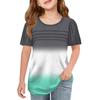 Children Fold T-shirts Short-sleeved Summer Round Collar Gradient Leisure Coat T-shirt