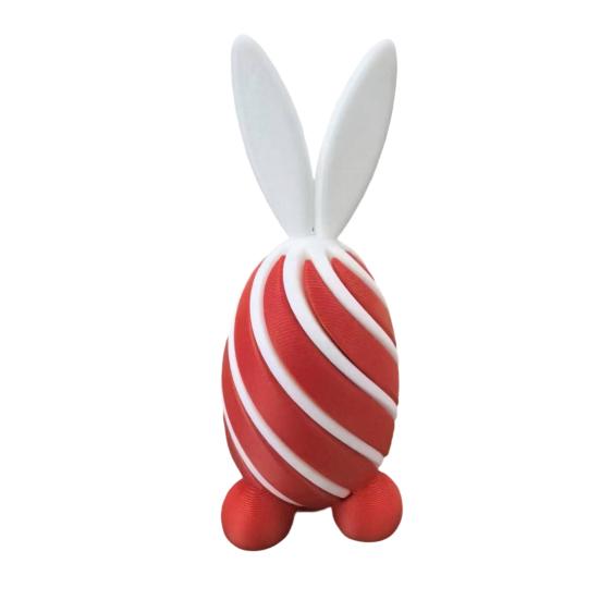 3D-печатная спиральная фигурка кролика Двухцветная фигурка пасхального кролика Яйцо-скульптура для снятия стресса для дома, офиса, стола, книжной полки