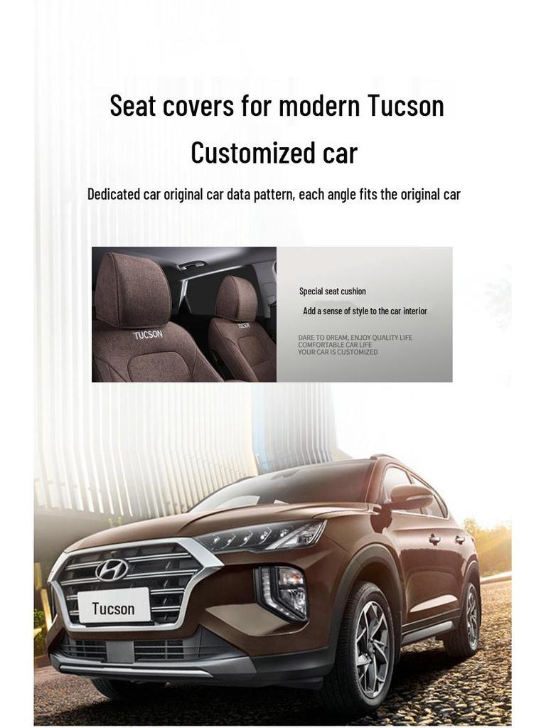 Hyundai Tucson Full Surround Linen SUV Seat Cushion - Five-Seat, All-Season Interior Cover
