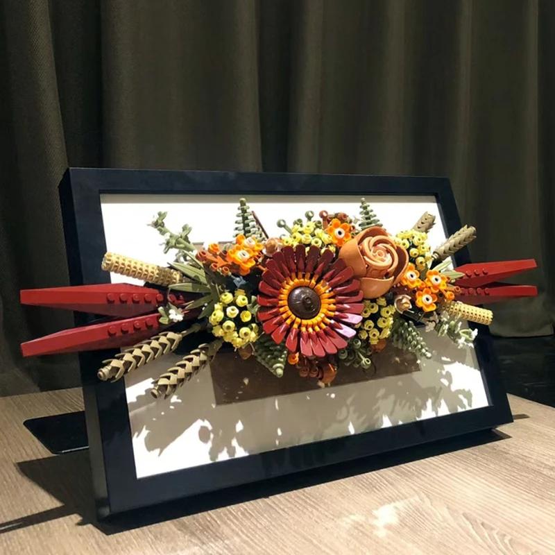 812 шт. романтический бессмертный цветок в горшке букет полевых цветов модель строительные блоки собрать кирпичи игрушка ребенок взрослый праздничные подарки