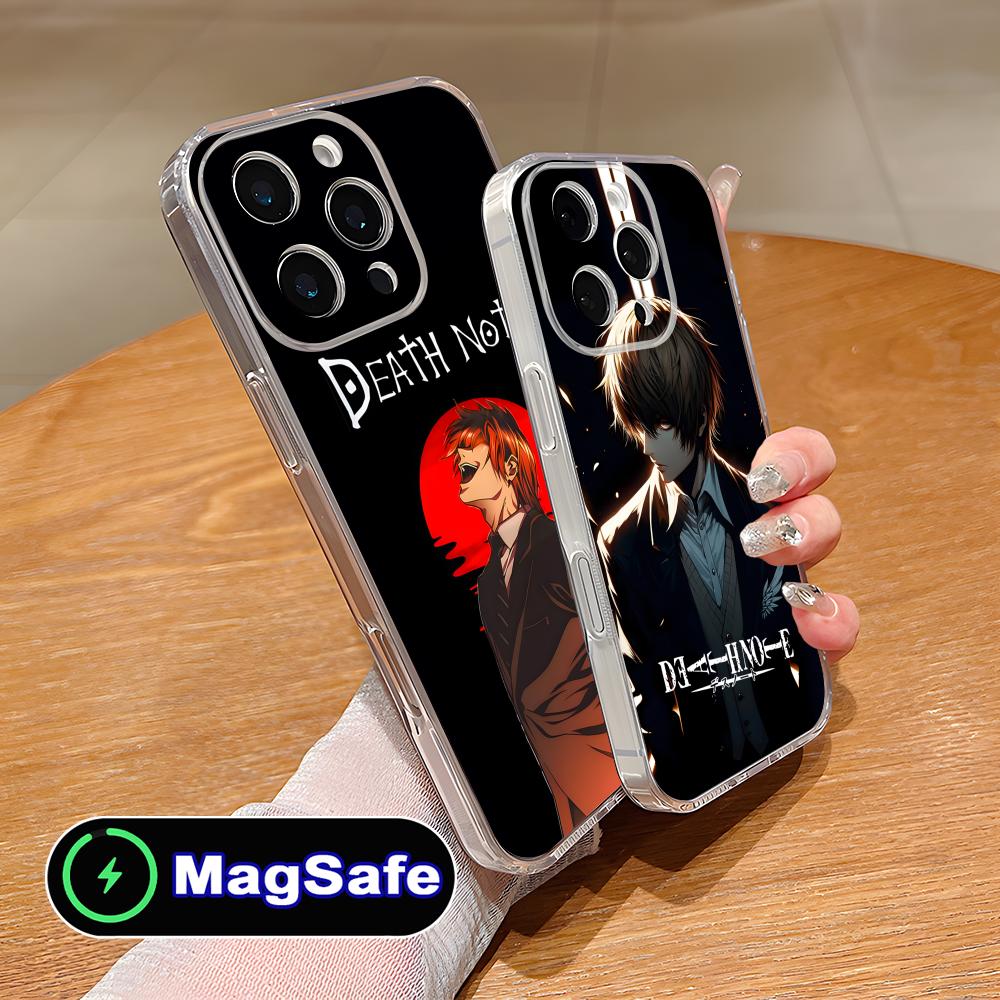 Чехол для мобильного телефона Death Note Кира Лайт для iPhone 17 16 15 14 13 12 11 Air Pro Max Plus Mini Magsafe Прозрачный Цветной Чехол Чехол