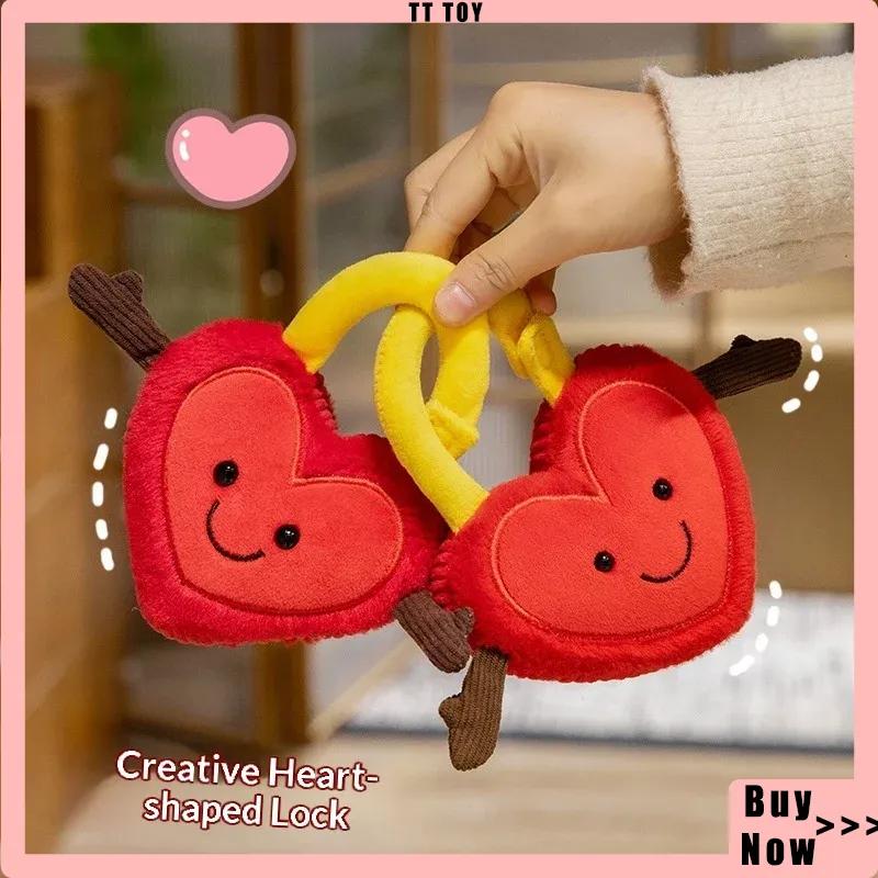 Cartoon Heart Plush Toy Rose Bouquet Plush Lock Heart Desktop Ornament Room Decoration Cute Toy Hug Pillow Girl Gift Collectible