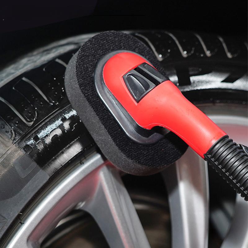 Car Tires Sponge Waxing Polishing Brush with Handle Car Tire Tyre Wheel Polish Brush Dust Remover Detailing Clean Tool