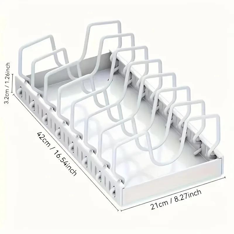 Гениальный выдвижной органайзер для шкафа! 8 регулируемых разделителей для крышек, подносов и кухонной утвари - Максимизируйте пространство выдвижного шкафа.