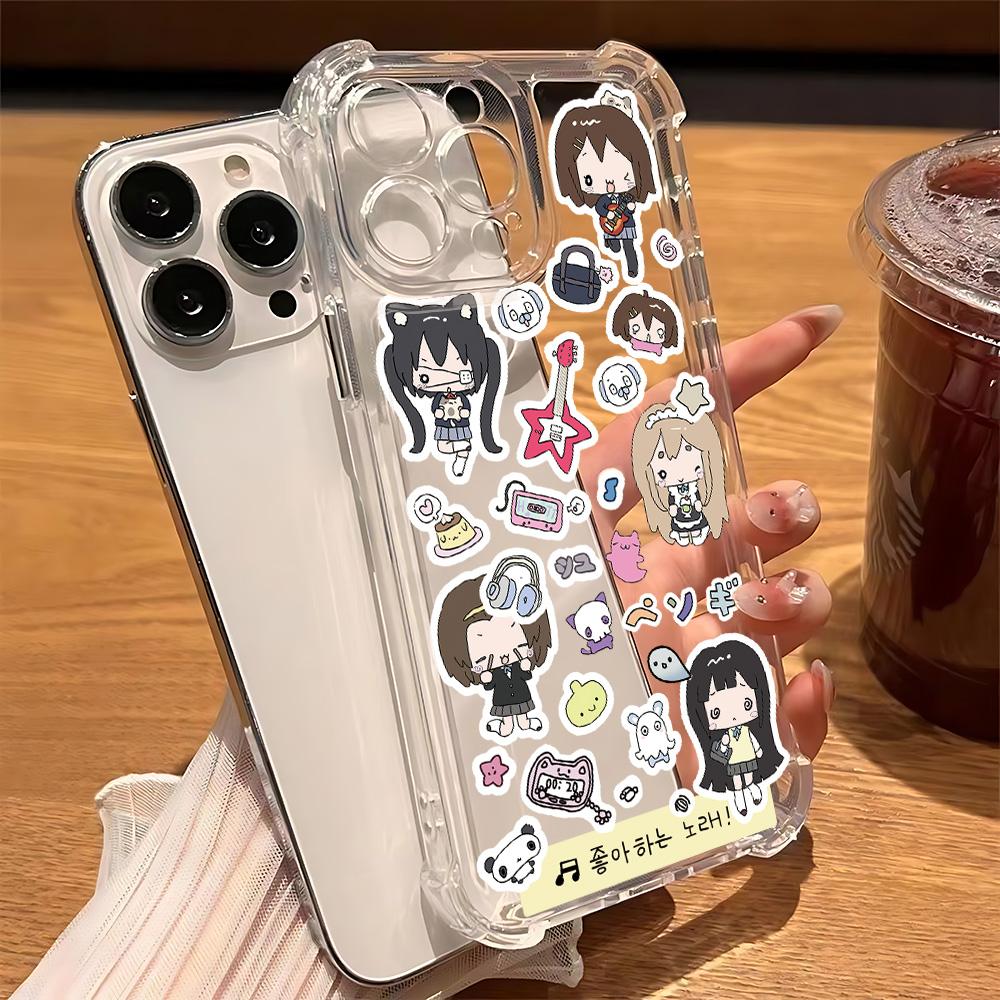 Japanese Anime K-ON! Phone Case For iPhone 16e 16 15 14 13 12 11 Mini Pro Max X XR XSMax 7 8 Plus Anti Fall Transparent Cover
