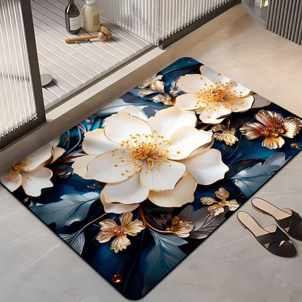 Ins Light Luxury Home Коврик для ванной комнаты Впитывающий нескользящий Простой в уходе Мягкий коврик для двери ванной комнаты Быстросохнущий коврик
