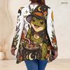 Women Plus Size V Neck Long Sleeve Halloween Raccoon Pumpkin Printed Asymmetric Hem Top