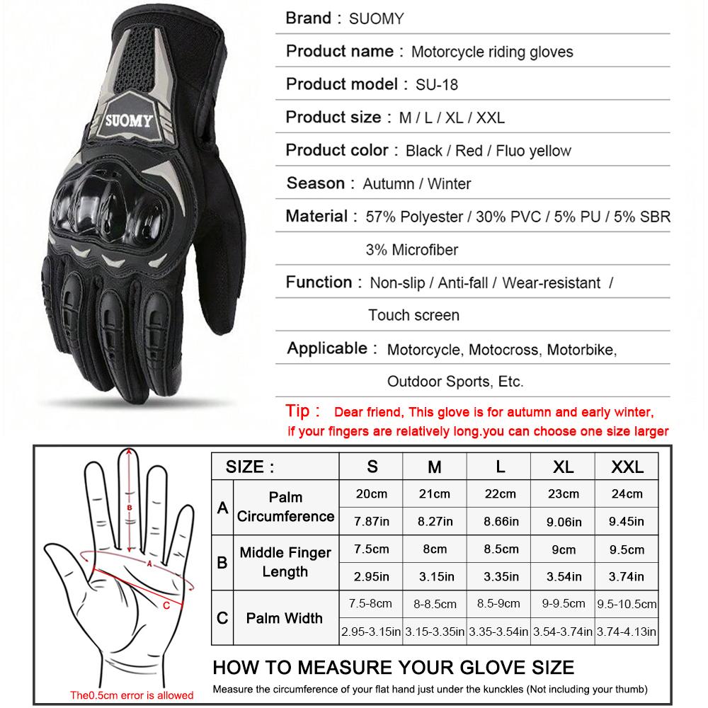 SUOMY Winter New Motorcycle Gloves Windproof Waterproof Guantes Moto Men Motorbike Riding Gloves Touch Screen Motocross Luvas