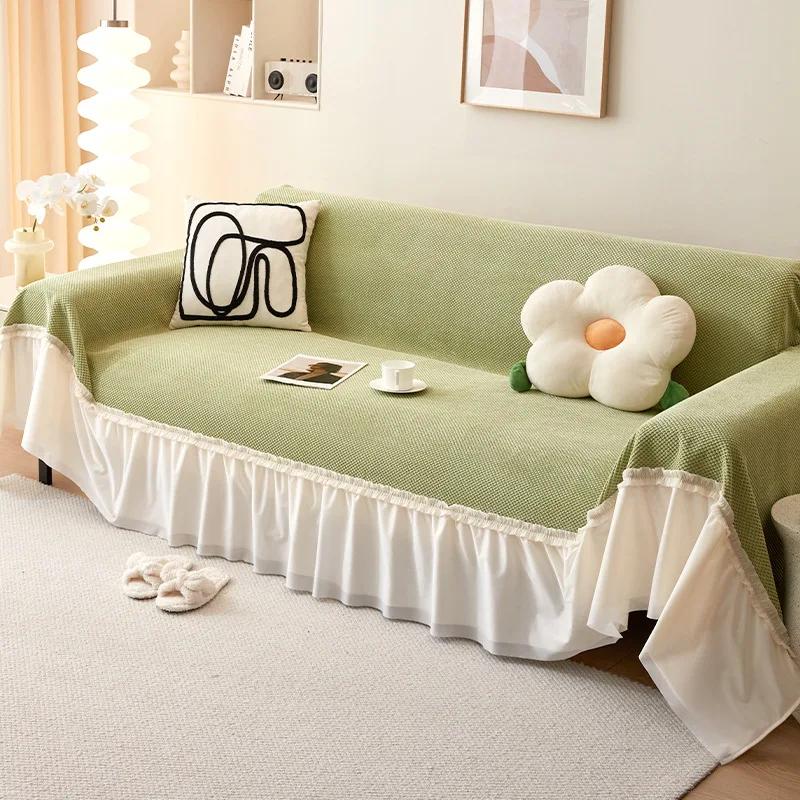Settee Throw Covering Cloth Anti Slip Elegant Warm white Style Complete Pack Versatile Cloth Quilt Touch Safe Refined Decorative Pad