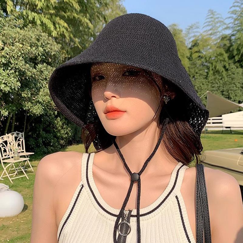 Модная рыбацкая шляпа в корейском стиле, тонкая шаль, шляпа от солнца, шляпа рыбака из плетеной соломы в корейском стиле, дышащая, складная, полая, пляжная