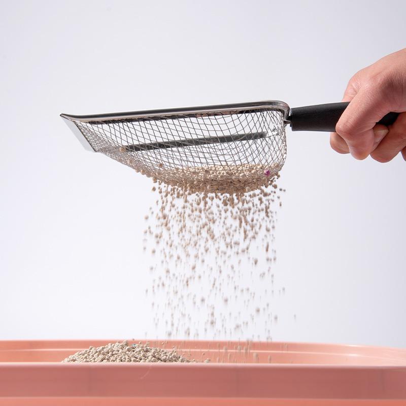 Лопата для кошачьего туалета из нержавеющей стали, лопата для песка для рептилий, очистка фекалий, мелкоячеистое сито для постельных принадлежностей, лопата для кошачьего туалета, чистящие средства для кошек