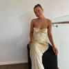 Women Gown Summer Club Party Sleeveless Elegant Ruched Off Shoulder Maxi Dress