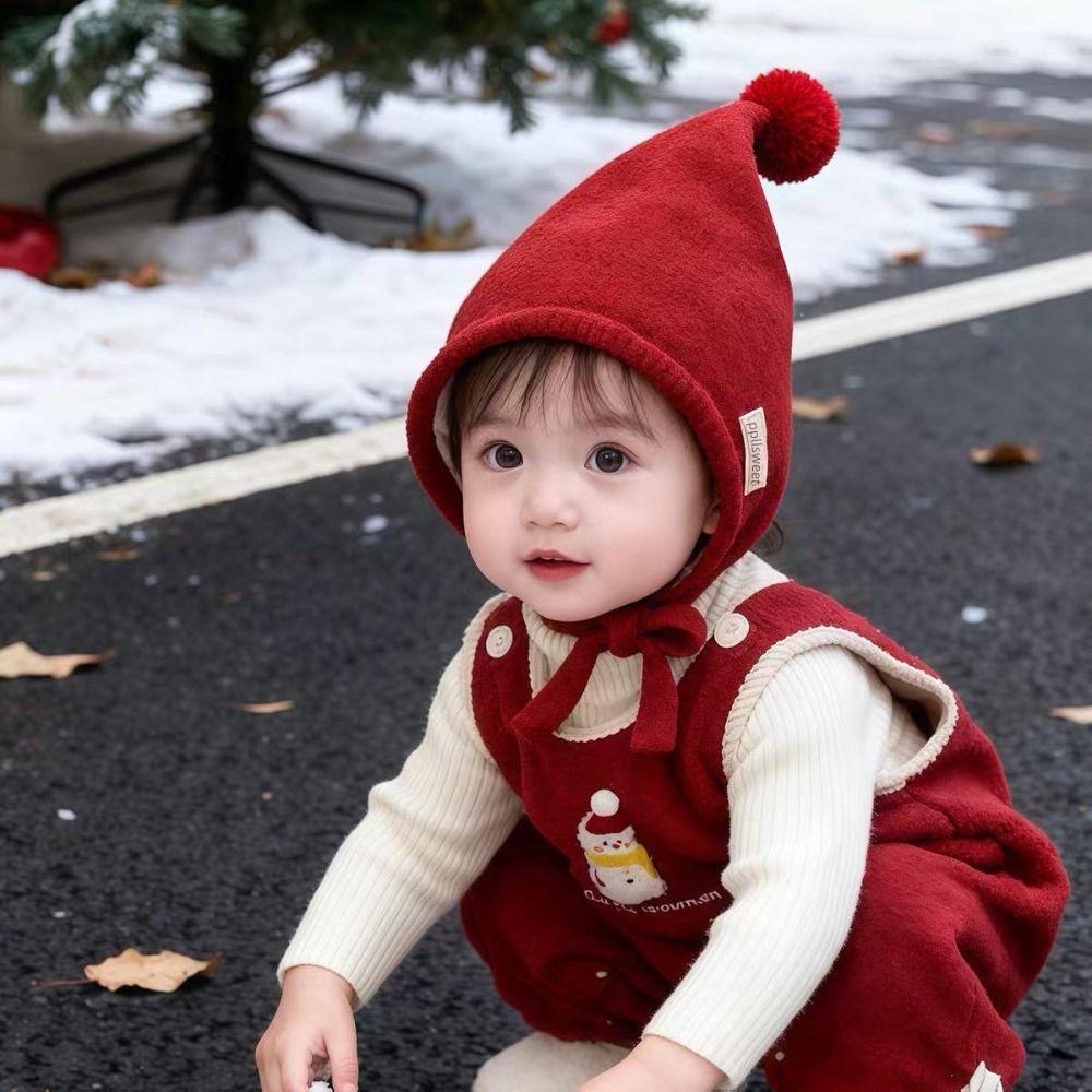 Thick Warm Baby Winter Hat Adjustable Tie Straps Pom Pom Bonnet Gifts Toddler Bonnet Baby Girls