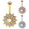 Exclusive Stainless Steel Sunflower Opal Belly Button Ring Stud Piercing Jewelry