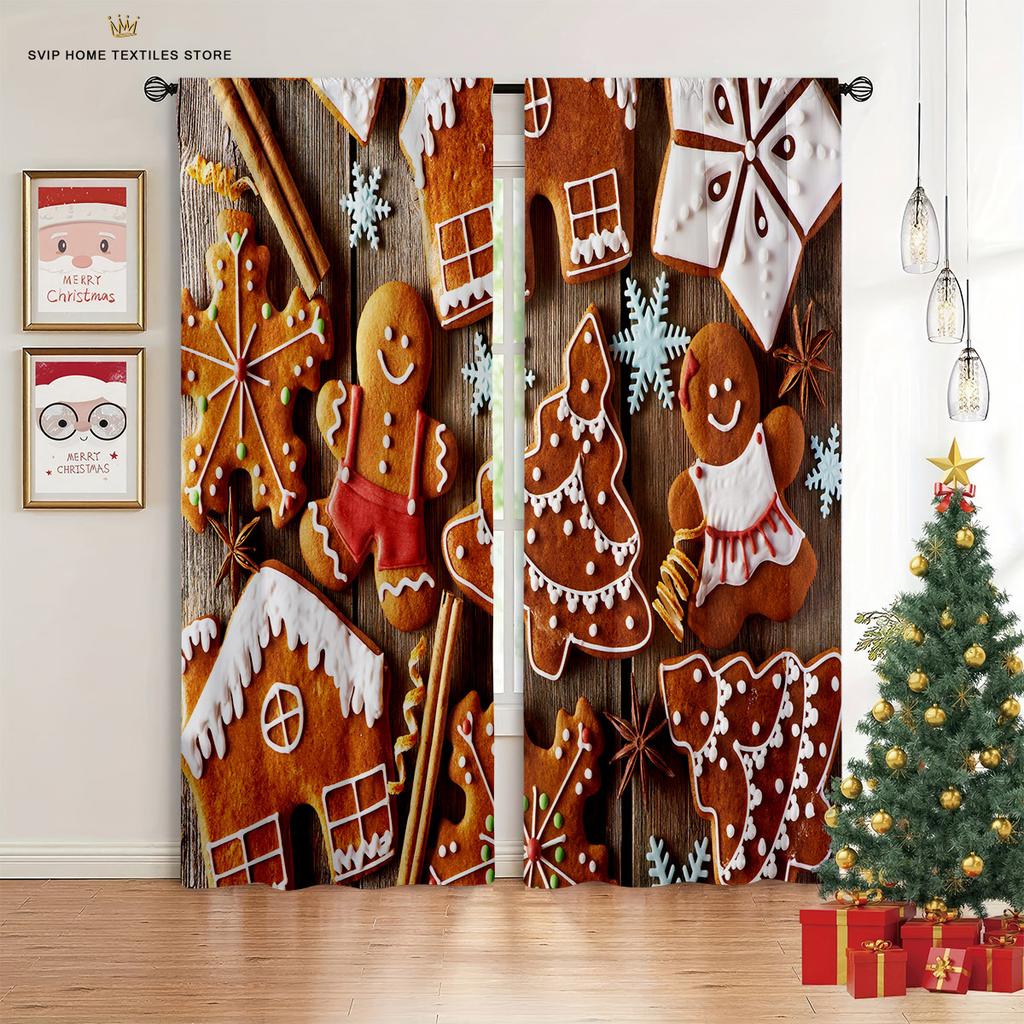 Christmas Tree Curtains for Home Decor, 2 Panel, Luxury, Living Room, Bedroom, Balcony, Kitchen Decor, Happy New Year