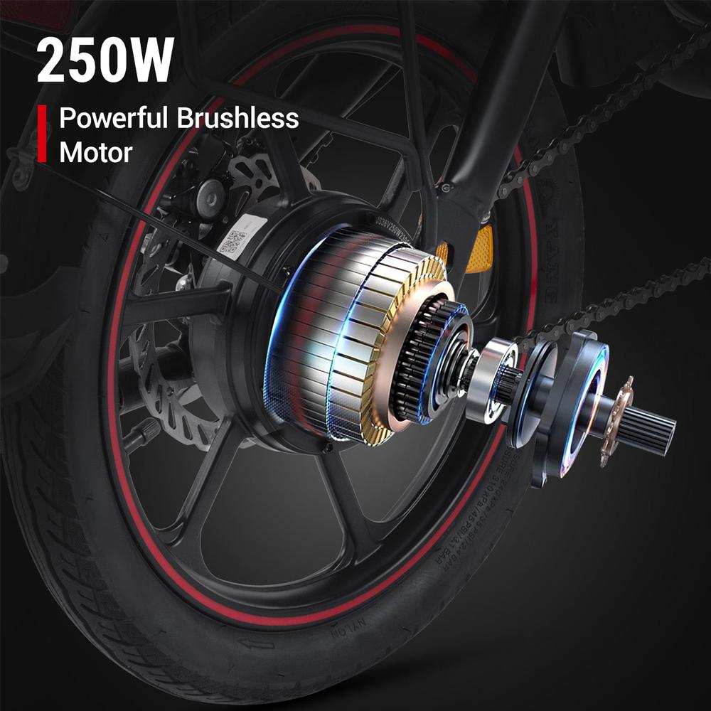 Электровелосипед DYU D3F 14" Мотор 250 Вт Складной Городской Электровелосипед 36В 10Ач Двойной Дисковый Тормоз Максимальная Скорость 25 км/ч Максимальная Нагрузка 120 кг