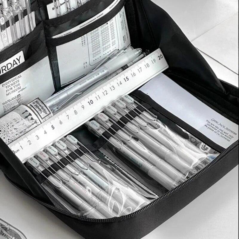 12-слойная грязеотталкивающая сумка-карандаш большой емкости с пандой, эстетическая школьная коробка, чехол для канцелярских принадлежностей, пенал на молнии, школьные принадлежности