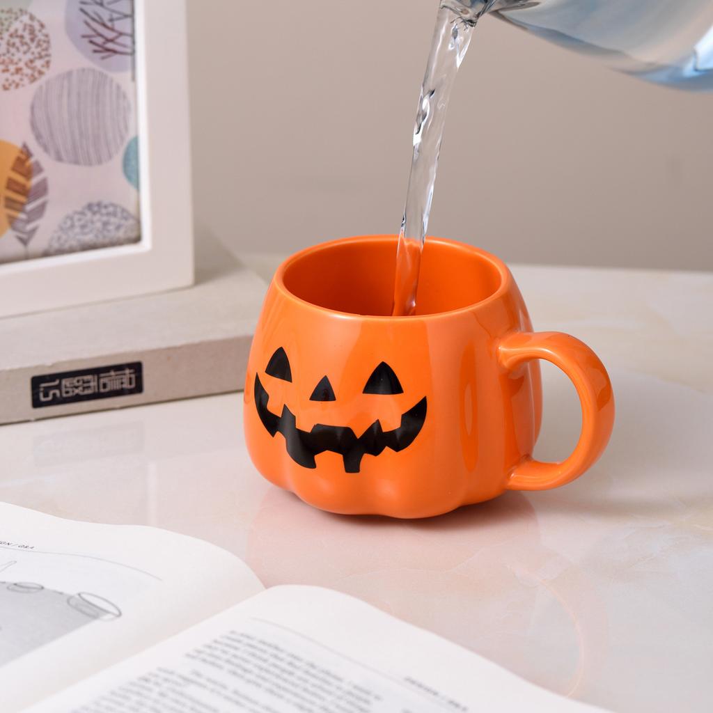 Halloween Ceramic Cup Creative Pumpkin Shape Drinkware Coffee Mug Breakfast Milk Cup Drinking Cup Halloween Decoration