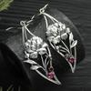 Temperament Elegant Plant Floral Earrings Women's Fashion Trend Antique Silver Chinese Style Peony Earrings
