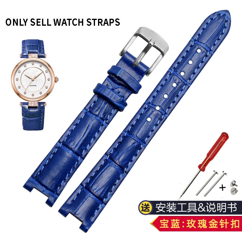 For Rossini 516752 616764 517784 5758G Notch Watch Chain Cowhide Leather Watchband Red Bracelet Men Women 14mm 16mm 18mm Strap