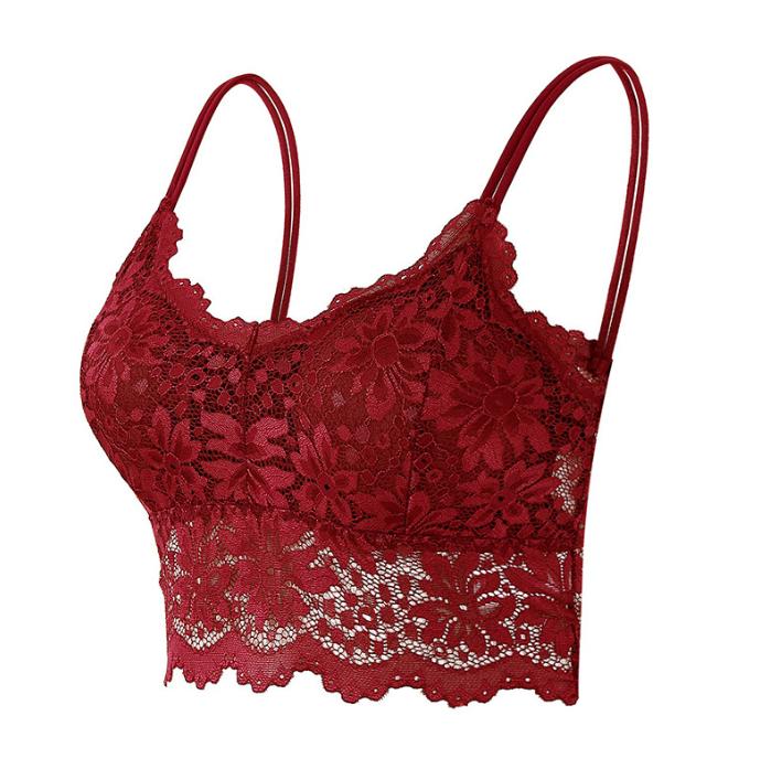 Women Lace Bras Top Embroidery Floral Halter Bra Push Up Casual Strappy Bustier Camisole Vest Top