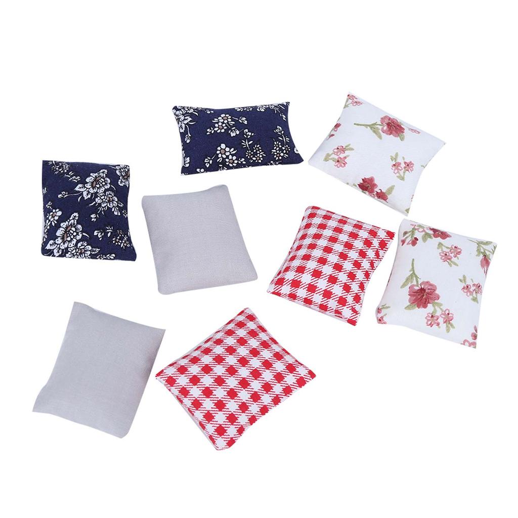 8шт 1:12 Подушки для кукольного домика, миниатюрные, имитация подушек, мебель, модель, игрушка, аксессуар, подушка для дивана