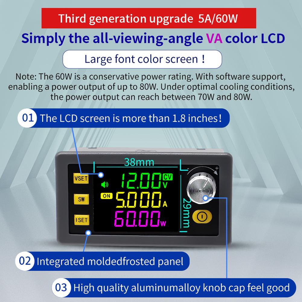 Цифровой регулятор напряжения постоянного тока, модуль питания, полный угол обзора, цветной ЖК-дисплей VA