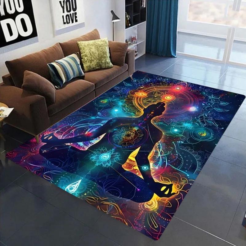 Meditation Chakras Design Area Rugs Non-Slip Carpet Mat for Bedroom Living Room Decor Rug Spiritual Home Mat Living Room Decor