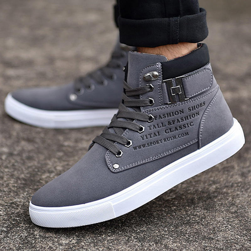 Fashion Men's Casual Shoes Fashion High-Top Sneakers for Men Korean Version Street Skate Shoes Retro Lace Up Platform Ankle Boots Botas
