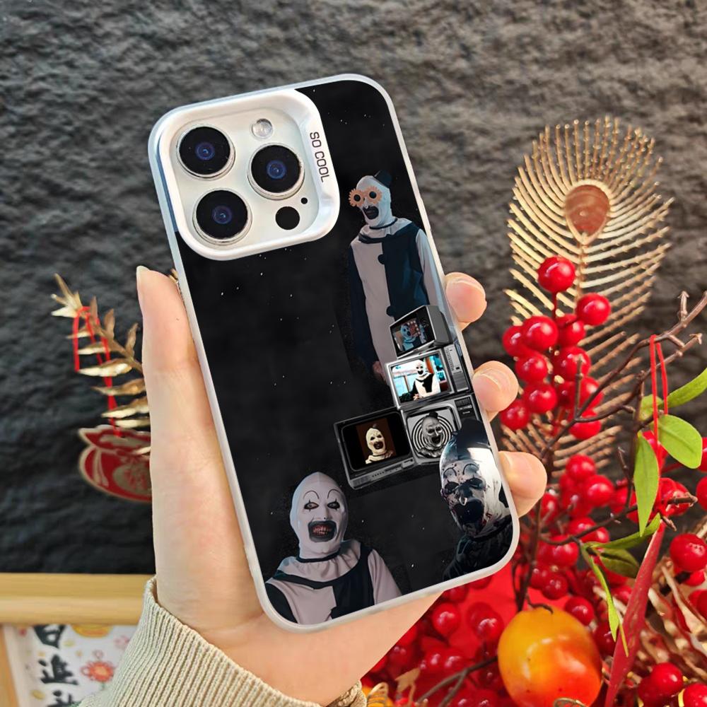 T-Terrifier Art The Clown Phone Case For Iphone 17 16 15 14 Pro Max Xr Air Plus Black Silver Hard Shell Cover