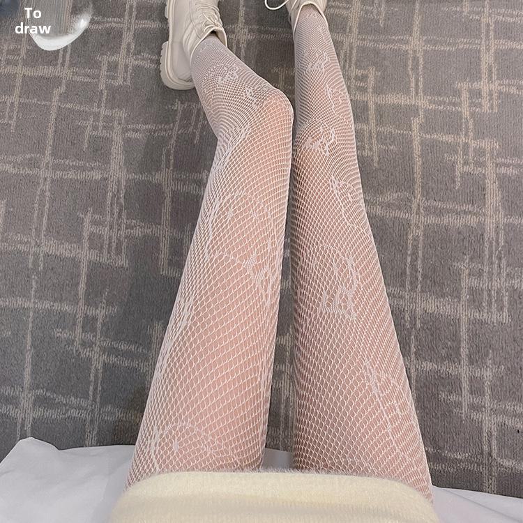 Women's Sheer Fishnet Stockings - Polka Dot & Heart Pattern, Sexy Black & White Options, Large Sizes Available for Spring & Autumn