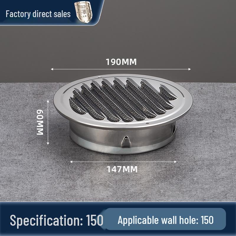 304 Stainless Steel Flat Head Exterior Windproof Vent Cap for Fresh Air Inlet