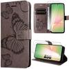 Protective Case - BOOLING - for Samsung Galaxy A56 5G - Butterfly Pattern - Brown Faux Leather - 2 Tempered Glasses