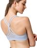 Yvette Sports Cross Thin Yoga 2XL Women's Bra, V-Neck, Back, Drawstring, Stretch, Wireless, Bralette, Bra, Blue,