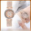 Elegant Starry Sky Bracelet Watch for Women Sparkling Diamond Flower Design, Fashion Quartz Wristwatch