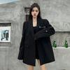 Премиальное черное пальто свободного кроя с уникальным дизайном для женщин, уличный модный шикарный блейзер небольшого размера с первоклассным ощущением
