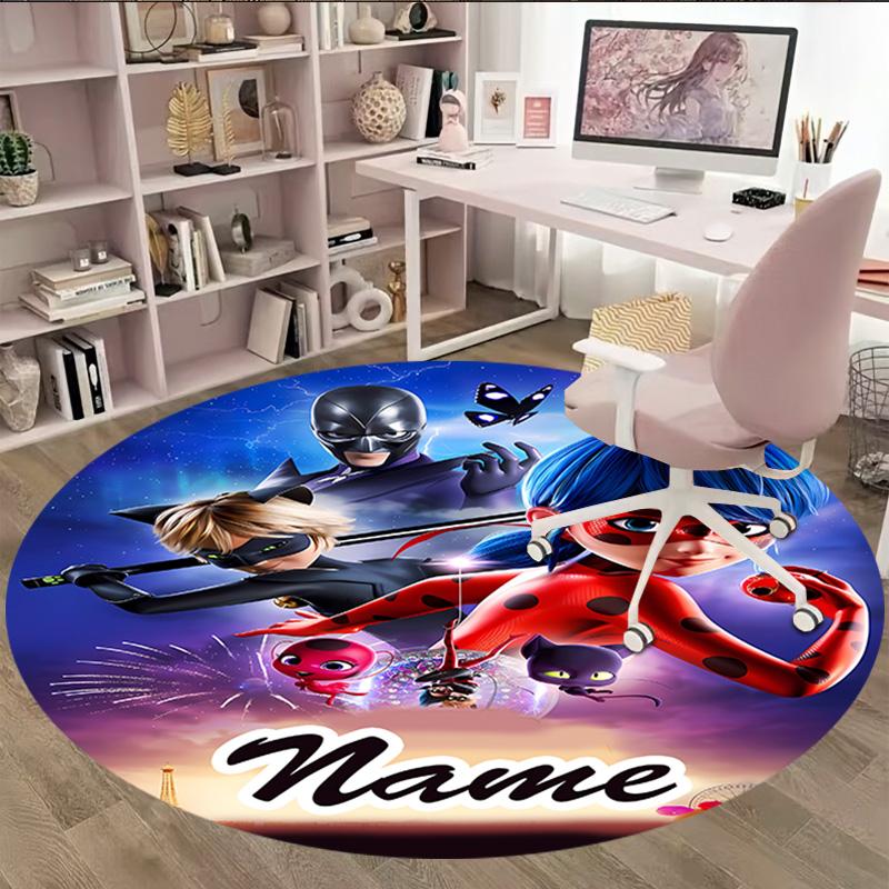 Customizable L-Ladybug1 Round Non-Slip Carpet - Ideal for Garden, Picnic, Office, Perfect for Decoration, Suitable For All Seasons
